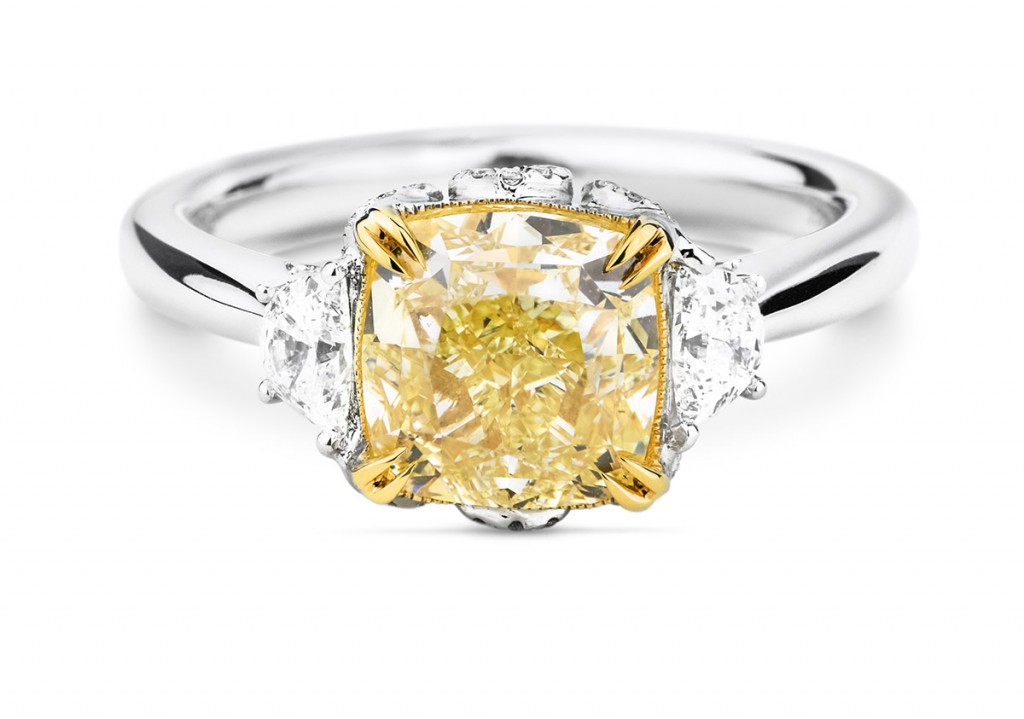 image of fancy yellow white gold engagement ring