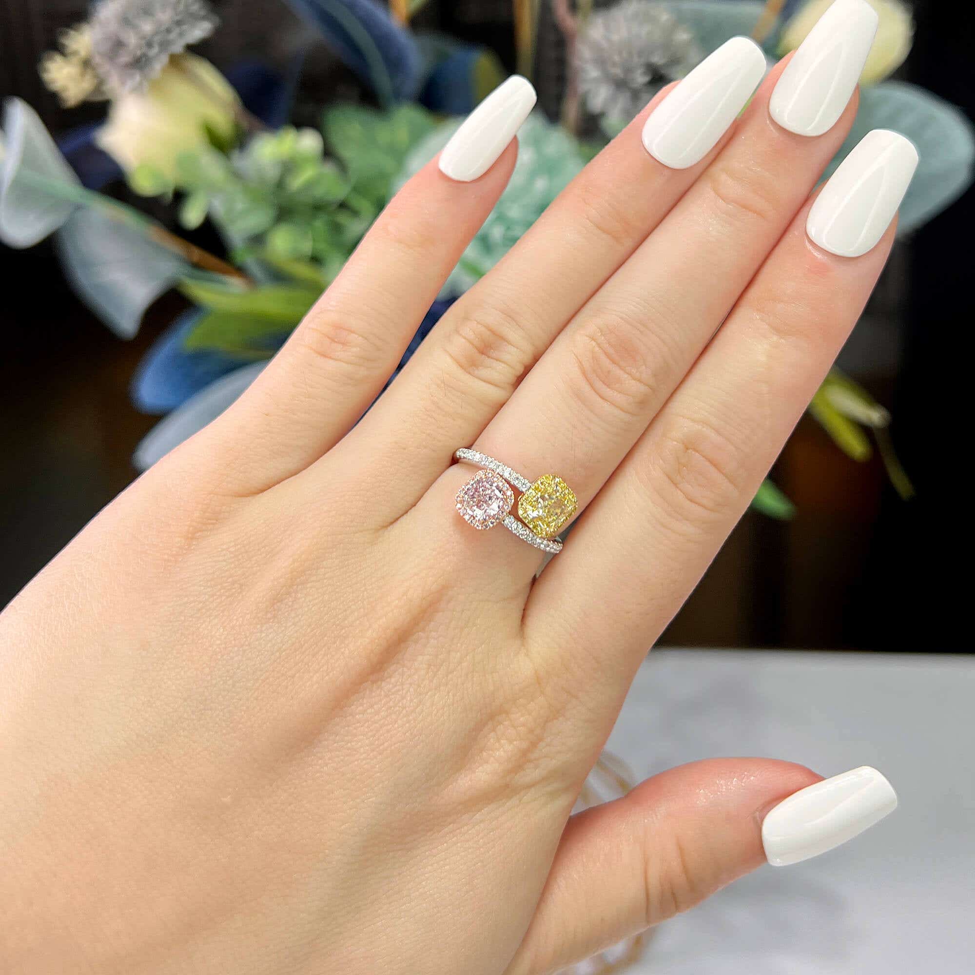 Fancy Light Yellow & Light Pink Diamond Ring, 1.82 Ct. (2.14