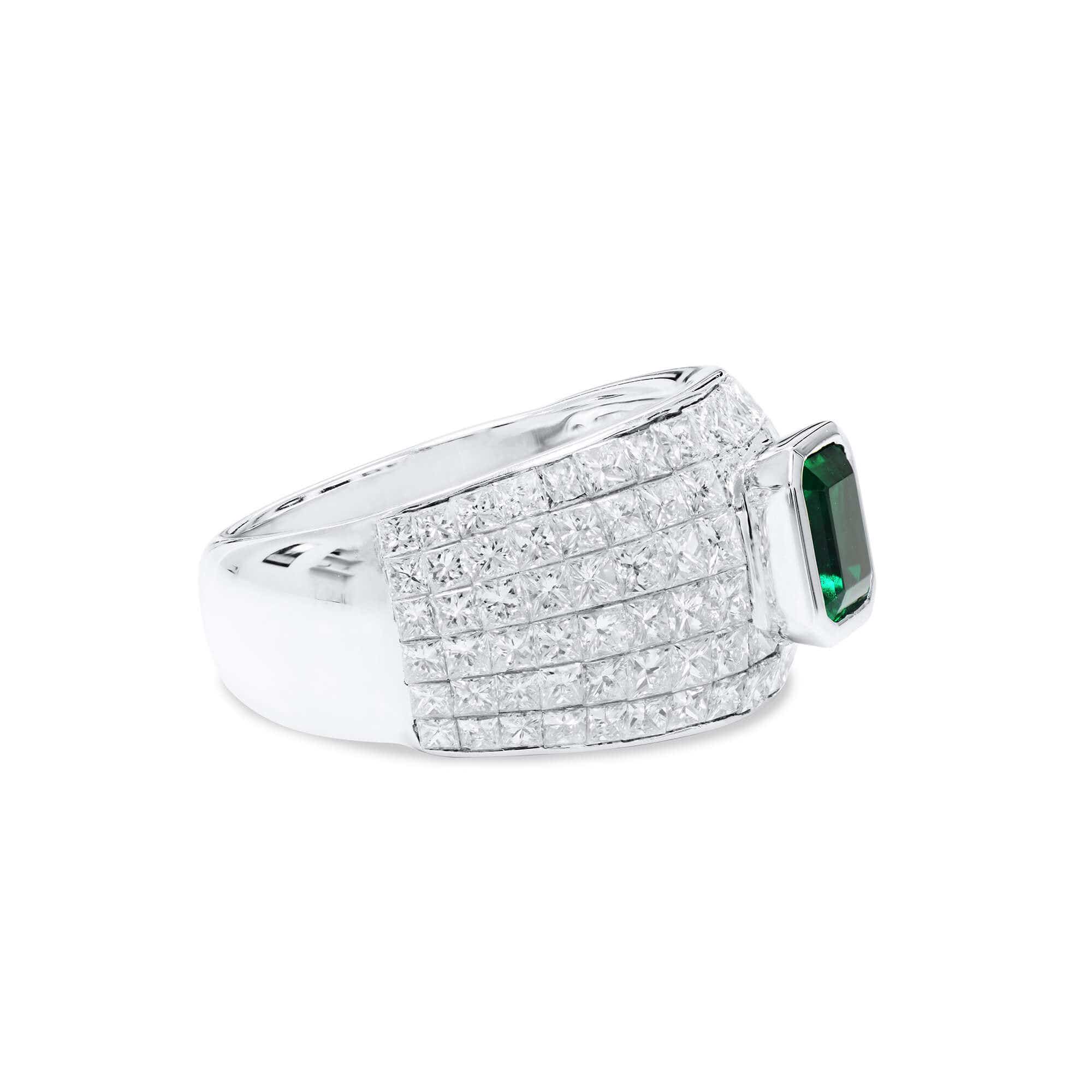 Natural Green Emerald Ring, 0.62 Ct. (3.59 Ct. TW)