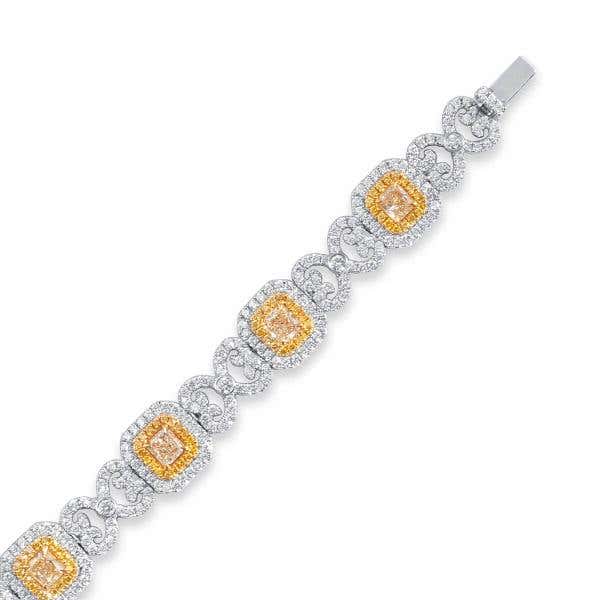 Fancy Yellow Diamond Bracelet, 3.12 Ct. (7.42 Ct. TW), Radiant shape