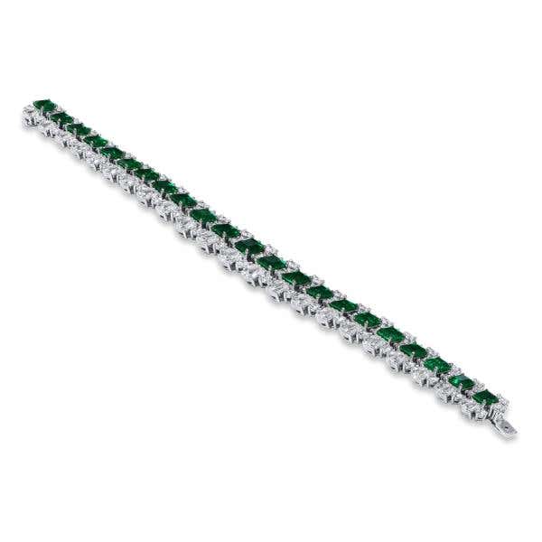 Natural Green Emerald Bracelet, 13.01 Ct. (29.58 Ct. TW), GRS Certified, GRS2022-088212