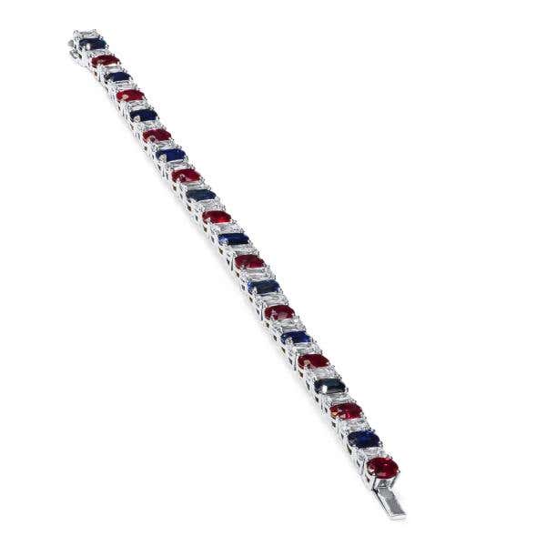 Natural Sapphire Ruby And Diamond Bracelet, 26.79 Carat TW, JCBG01116255, Unheated
