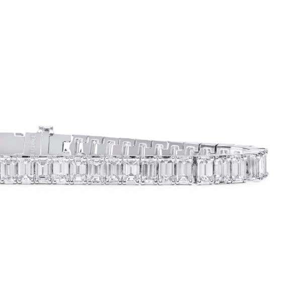 White Diamond Bracelet, 10.66 Carat, Emerald shape