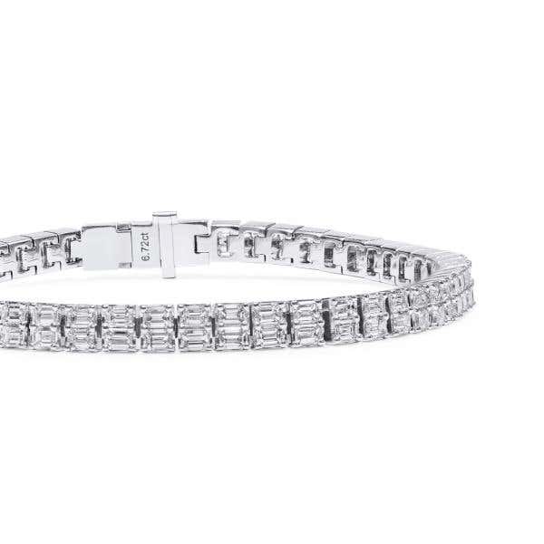 White Diamond Bracelet, 6.72 Carat, Emerald shape