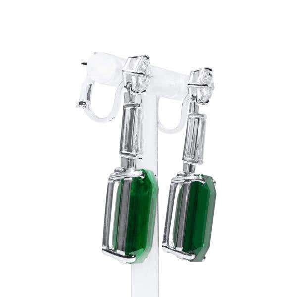 Vivid green emerald and diamond earrings, 19.91 CT. (22.34 CT. TW), JCEG01111720