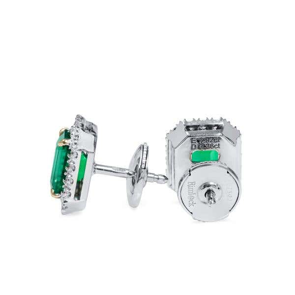 Vivid green colombian emerald and diamond earrings, 1.92 CT. (2.28 CT. TW), JCEG01114808