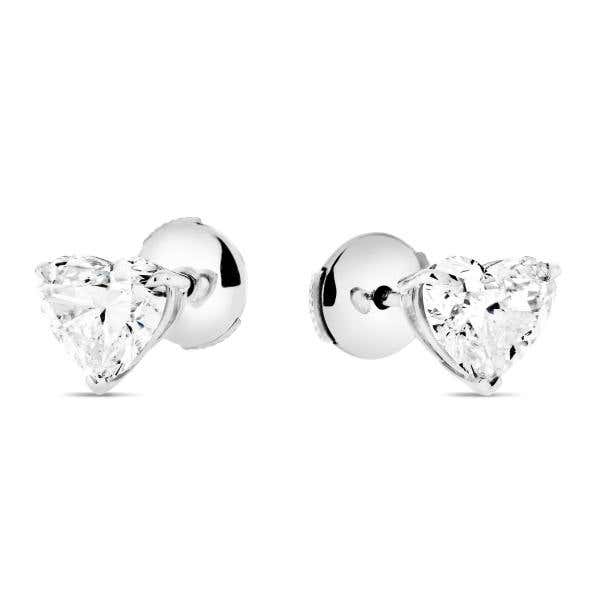 White Diamond Earrings, 3.00 Carat, Heart shape, GIA Certified, JCEW01111818