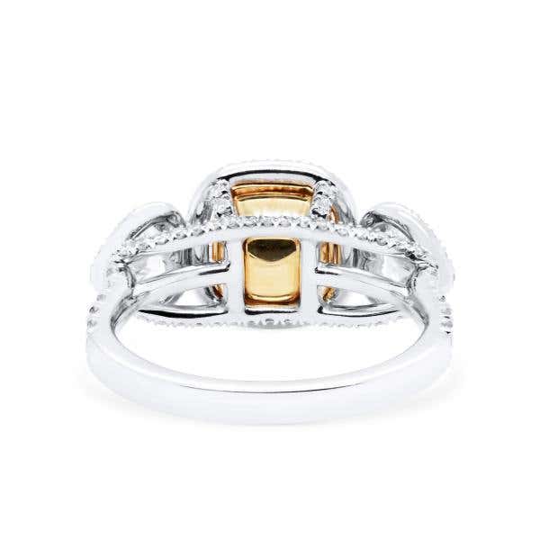 Light Yellow (Y-Z) Diamond Ring, 2.00 Ct. (3.36 Ct. TW), Cushion shape