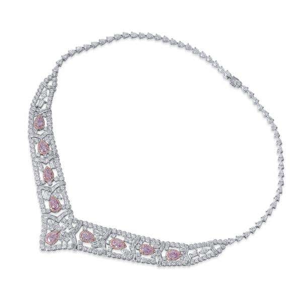 Light Pink Diamond Necklace, 4.19 Ct. (24.31 Ct. TW), Pear shape, GIA Certified, JCNF05524761