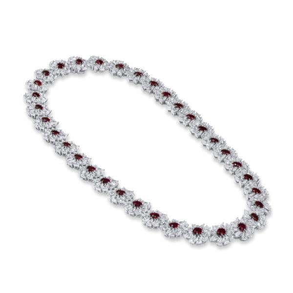 Pigeons Blood Burmese Ruby And Diamond Necklace, 14.38 Ct. (62.03 Ct. TW), GRS2022-088213
