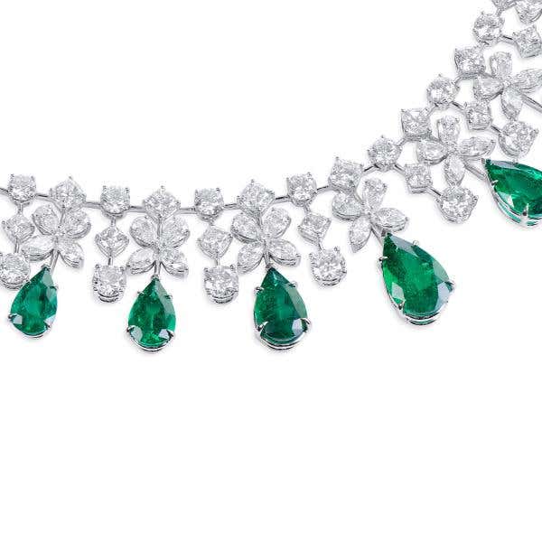 Vivid Green Colombian Emerald and Diamond Necklace, 21.36 Ct. (83.16 Ct. TW), JCNG05521620