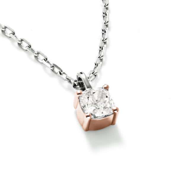 Very Light Pink Diamond Necklace, 0.41 Carat, Cushion shape, GIA Certified, 6405828226