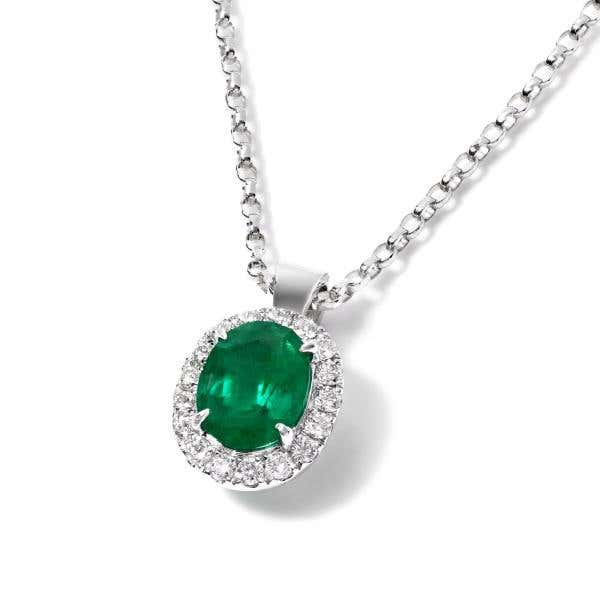 Natural Green Emerald Necklace, 0.65 Ct. (0.80 Ct. TW)