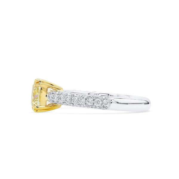 Light Yellow (U-V) Diamond Ring, 1.52 Ct. (2.29 Ct. TW), Cushion shape, GIA Certified, 6157343548