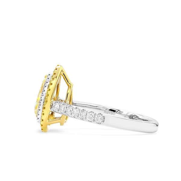Light Yellow (W-X) Diamond Ring, 1.01 Ct. (1.54 Ct. TW), Pear shape, GIA Certified, 1152711738