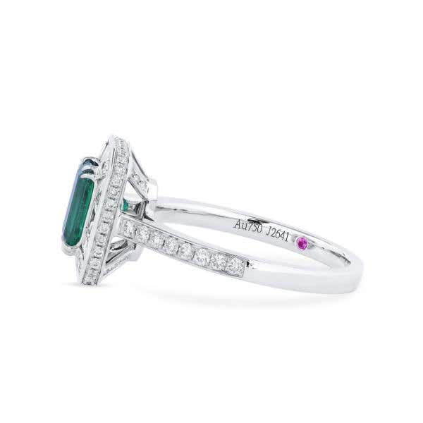 Vivid Green Emerald And Diamond Ring, 0.96 Ct. (1.81 Ct. TW), Emerald Shape