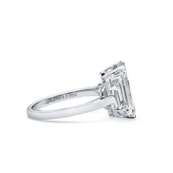 White Diamond Ring, 5.01 Ct. (5.96 Ct. TW), Emerald shape, GIA Certified, 2225353799