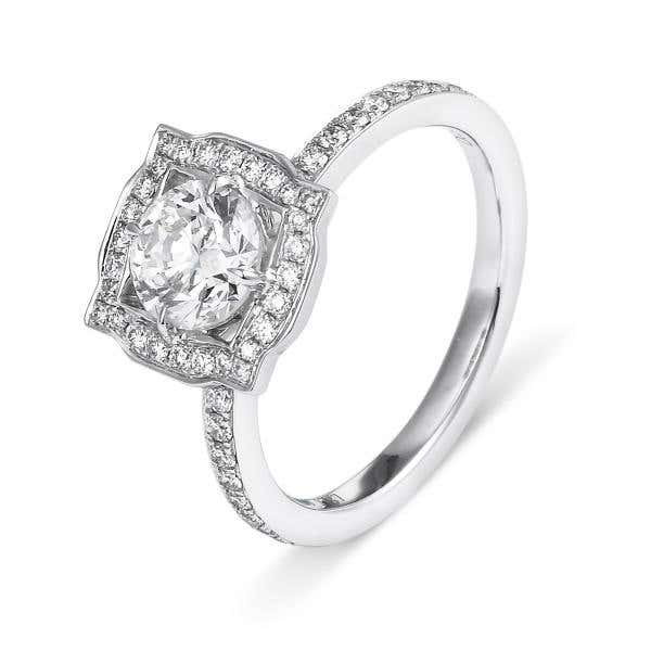 White Diamond Ring, 0.91 Ct. (1.42 Ct. TW), Round shape, IGI Certified, F1R24094