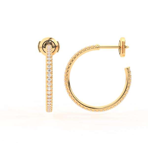 Centuria™ City Hoop earrings in yellow gold, 20mm, 1.0 Ct. diamonds