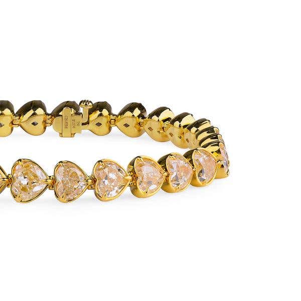 Fancy Yellow Diamond Bracelet, 26.97 Carat, Heart shape