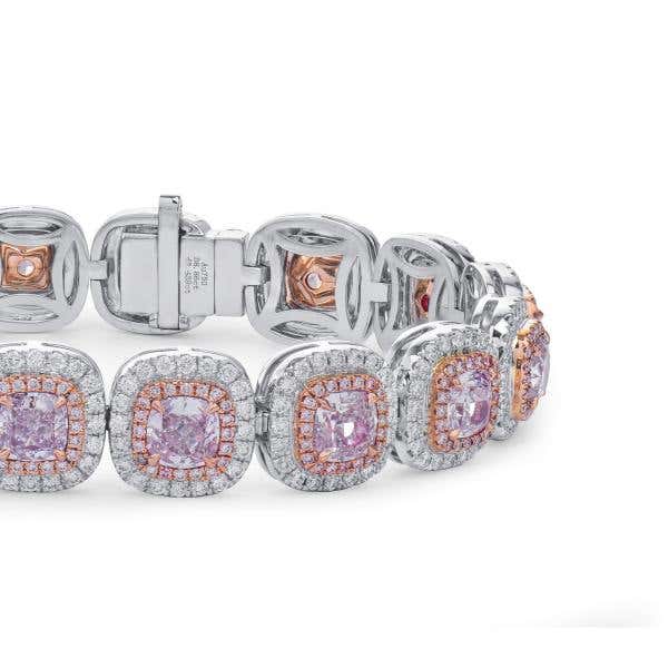 Light Pink Diamond Bracelet, 8.86 Ct. (12.30 Ct. TW), Cushion shape, GIA Certified, JCBF05526605