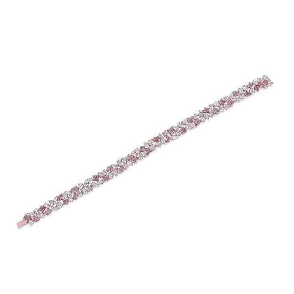 Fancy Pink And White Diamond Bracelet, 3.86 Ct. (10.67 Ct. TW), Mix Shape