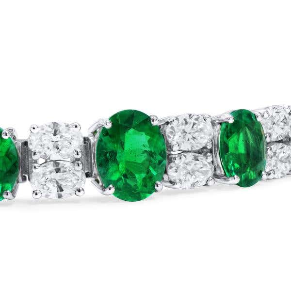 Natural Vivid Green Colombian Emerald Bracelet, 12.10 Ct. (17.26 Ct. TW), GRS2023-098003, 18K Gold