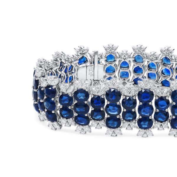 Natural Blue Sapphire Bracelet, 34.93 Ct. (40.77 Ct. TW), Unheated