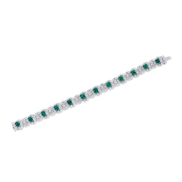 Vivid Green Colombian Emerald And Diamonds Bracelet, 6.83 Ct. (19.65 Ct. TW), GRS2022-098166