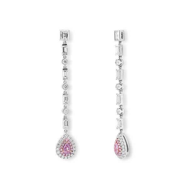 Fancy Light Purplish Pink Diamond Earrings, 0.38 Ct. (2.03 Ct. TW), Pear shape, GIA Certified, JCEF05434391