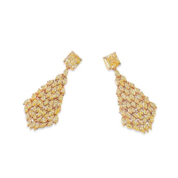 Fancy Light Yellow Diamond Earrings, 2.42 Ct. (5.83 Ct. TW), Radiant shape, GIA Certified, JCEF05540254