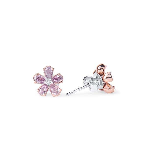 Fancy Light Pink Diamond Earrings, 0.87 Ct. (0.91 Ct. TW), Pear shape
