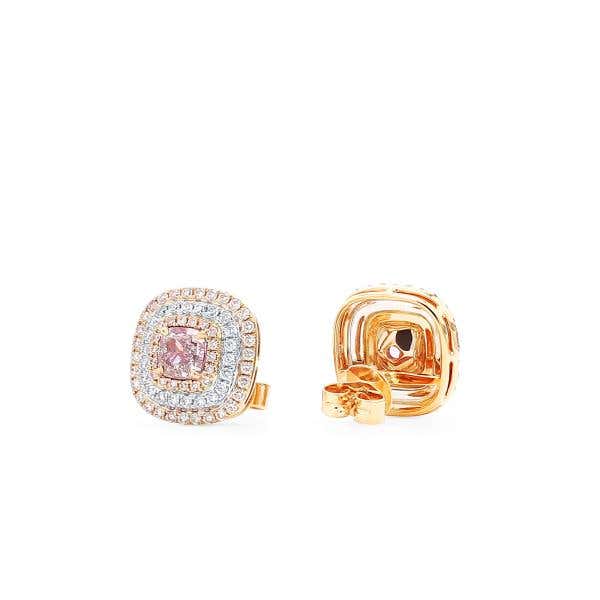 Light Pink Diamond Earrings, 1.00 Ct. (1.61 Ct. TW), Cushion shape, GIA certified