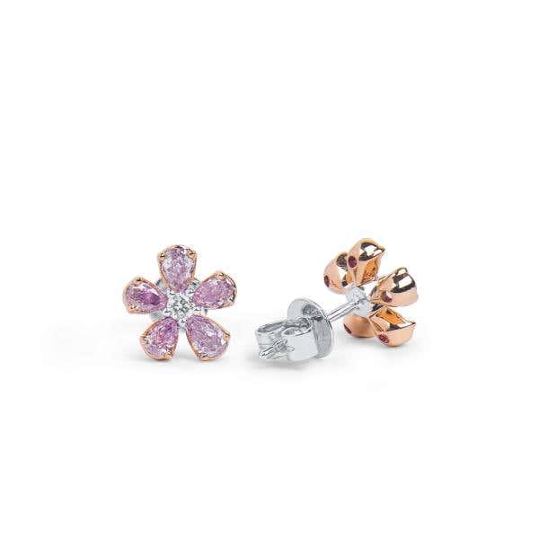 Fancy Pink Diamond Earrings, 0.89 Ct. (0.97 Ct. TW), Pear shape