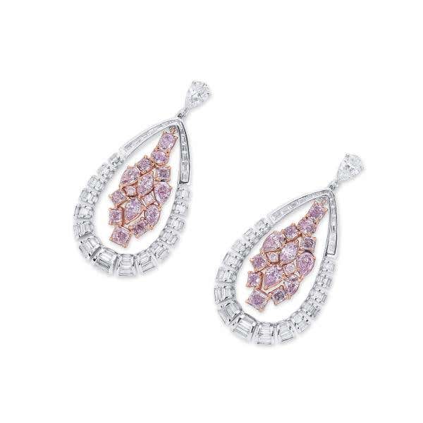Fancy Pink Diamond Earrings, 5.49 Ct. TW, Round shape