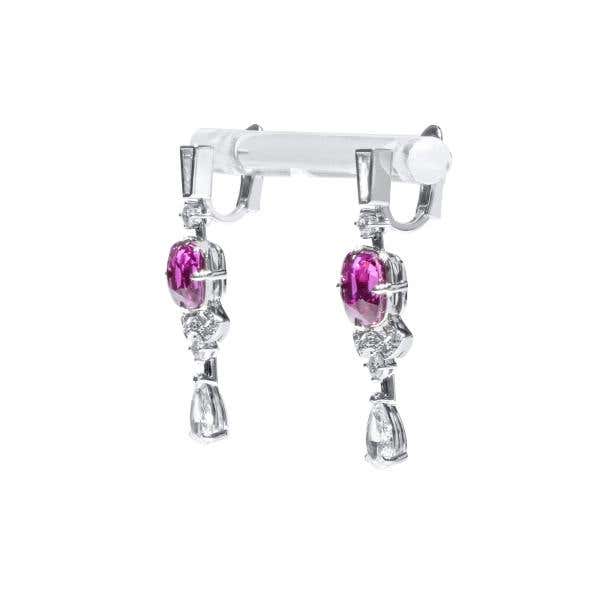 Natural Vivid Purplish Pink Sapphire Earrings, 6.50 Ct. (8.28 Ct. TW), JCEG01109338, Unheated