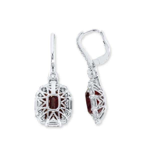 Deep Red Ruby And Diamond Earrings, 11.92 Ct. (15.42 Ct. TW), GRS2022-098663, Unheated