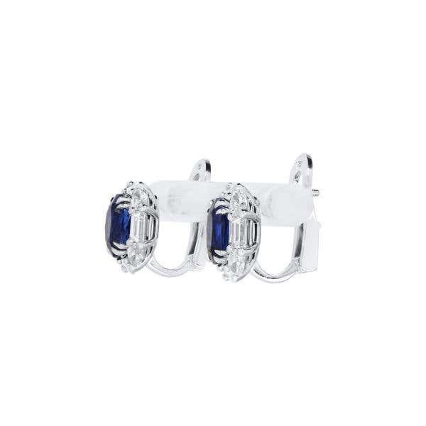Natural Royal Blue Burma Sapphire Earrings, 3.53 Ct. (4.71 Ct. TW), Oval Shape, JCEG01119735