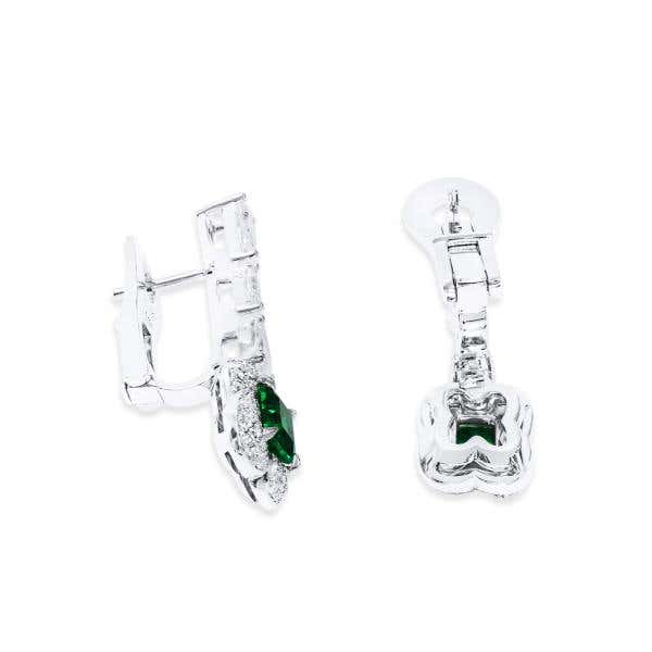 Natural Green Emerald Earrings, 2.12 Ct. TW