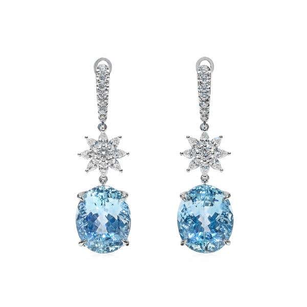 Natural Light Blue Aquamarine Earrings, 32.12 Ct. (34.72 Ct. TW), IGL Certified, J88642608IL, Unheated