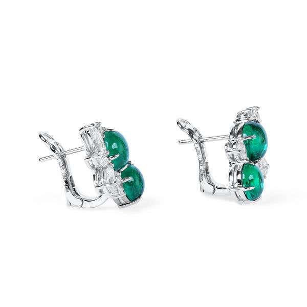Green Colombian Emerald And Diamond Earrings, 4.20 Ct. (5.79 Ct. TW), GRS2021-01814
