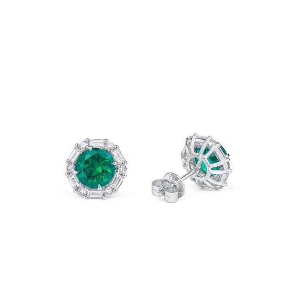 NATURAL VIVID GREEN COLOMBIAN EMERALD EARRINGS, 2.37 CT. (3.39 CT. TW), JCEG05539883