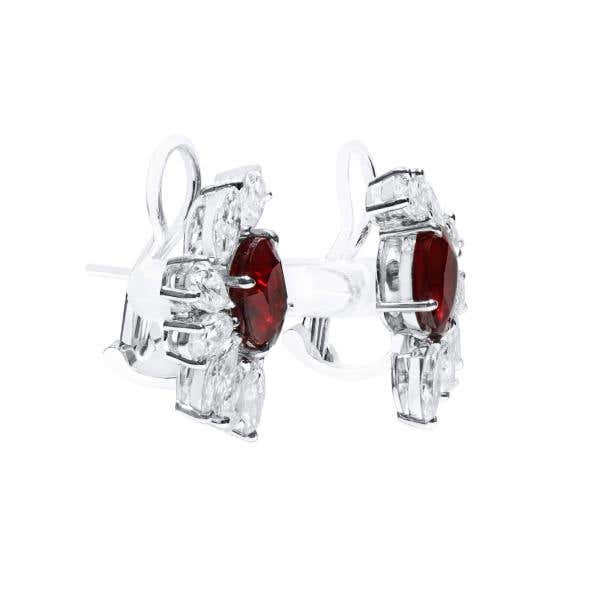 Pigeon Blood Vivid Red Ruby Earrings, 6.10 Ct. (10.52 Ct. TW.), GRS2023-068095, Unheated