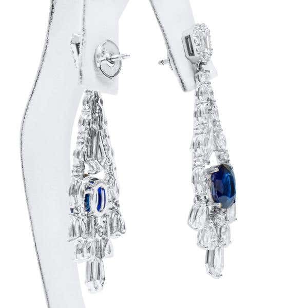 Natural Deep Blue Burma Sapphire Earrings, 10.97 Ct. TW, GRS Certified