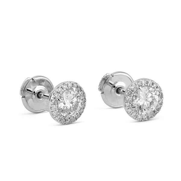 White Diamond Earrings, 0.65 Ct. (0.76 Ct. TW), Round shape