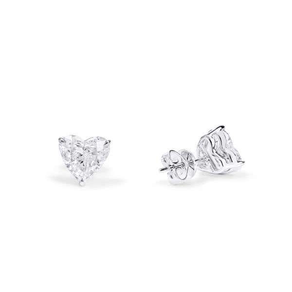 White Diamond Earrings, 3.07 Carat, Heart shape, GIA Certified, JCEW05539671
