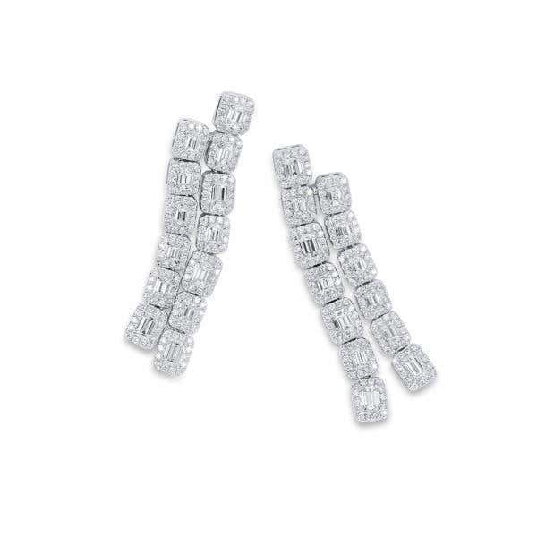 White Diamond Earrings, 2.36 Ct. (3.58 Ct. TW), Emerald shape