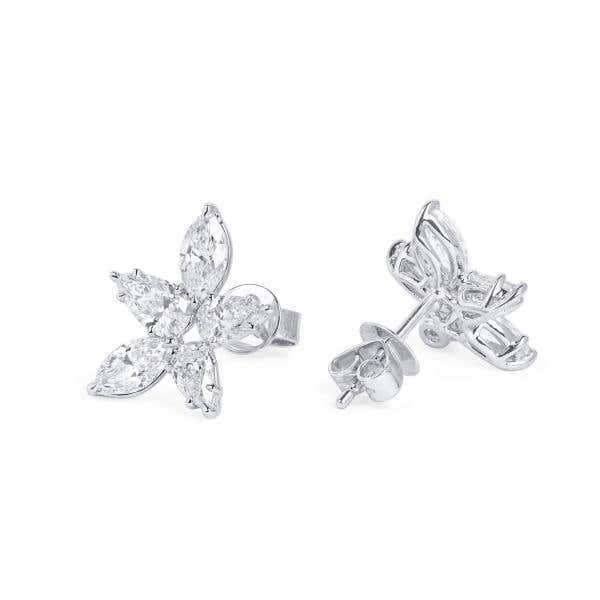 White Diamond Earrings, 2.38 Ct. TW, Marquise shape
