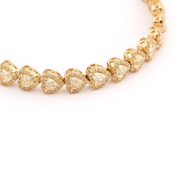 Fancy Light Yellow Diamond Bracelet, 8.94 Ct. TW, Heart shape, EG_Lab Certified, J520169