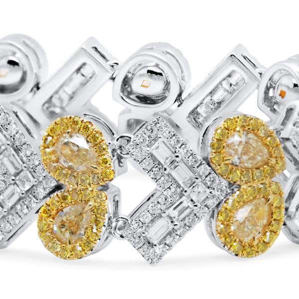 Fancy Yellow Diamond Bracelet, 12.06 Ct. TW, Pear shape